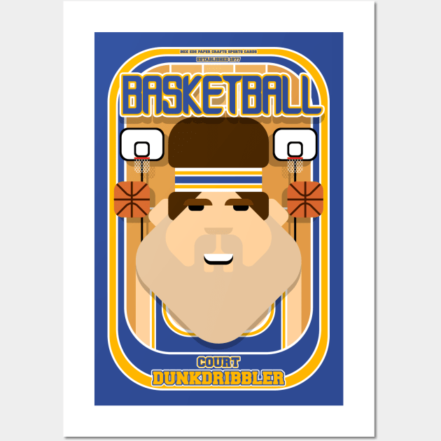 Basketball Blue Gold - Court Dunkdribbler - Bob version Wall Art by Boxedspapercrafts